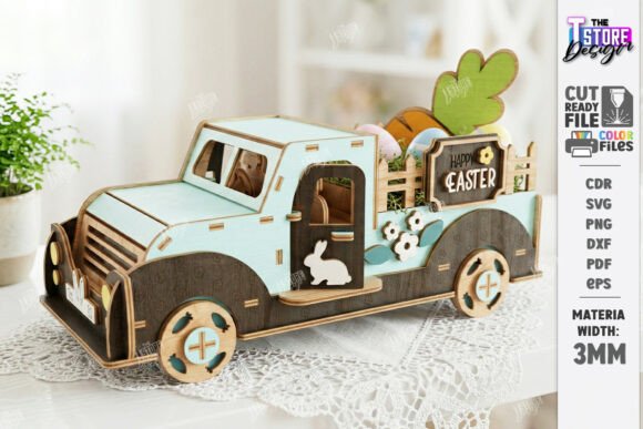 3D Easter Truck with Eggs Laser Cutting Spring Amp Design