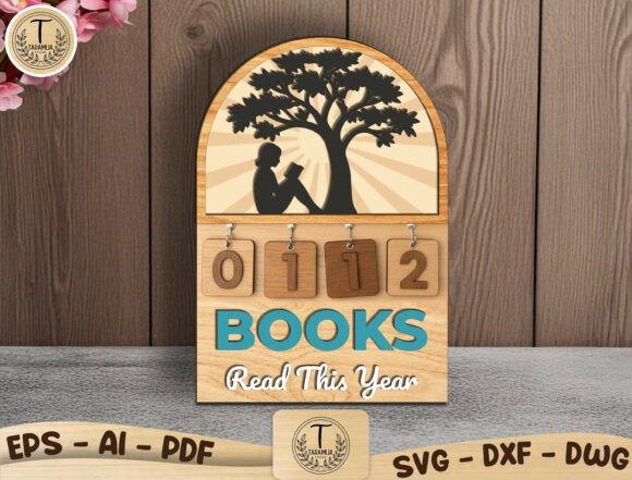 Book Challenge Tracker Laser Cut File for Home Decor