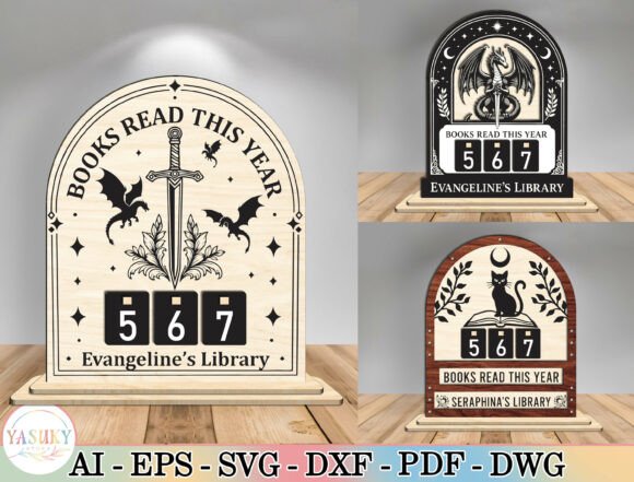 Books Read Tracker Laser Cut File Svg for Home Decor