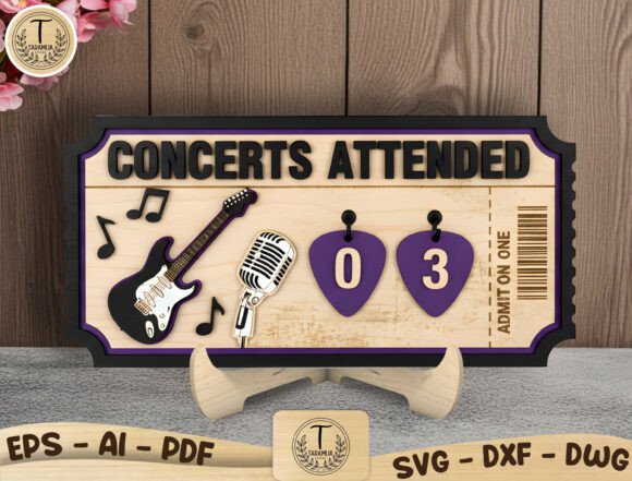 Concert Ticket Style Laser Cut File for Home Decor