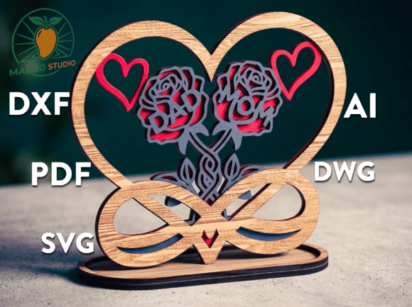 Dad Mom Infinity Heart Roses Laser Cut