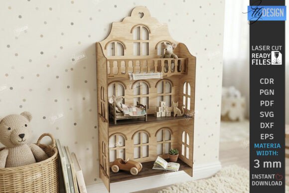 Dollhouse Shelf Laser Cut Nursery SVG for Home Decor