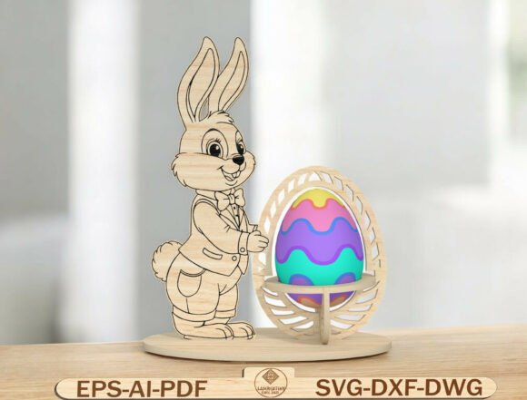 Easter Bunny Egg Stand Decor Laser Cutting for Spring Amp