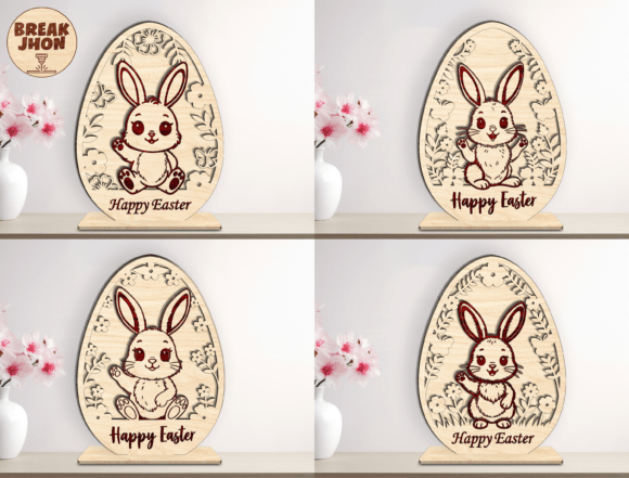 Easter Bunny Egg Stand SVG Bundle for Laser Cutting and Spring Amp Projects