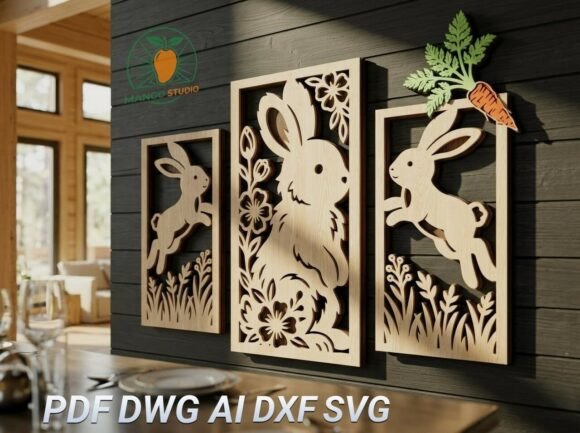 Easter Bunny Triptych: Laser Cutting & Spring Amp Art