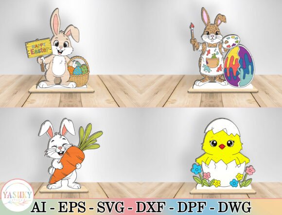 Easter Stand Decor Laser Cut SVG Bundle for Spring Amp