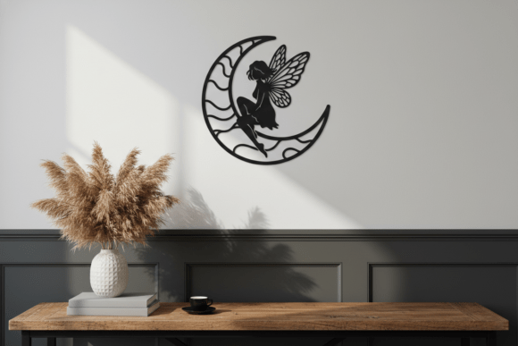 Fairy on Moon Laser Cut SVG for Wall Decor