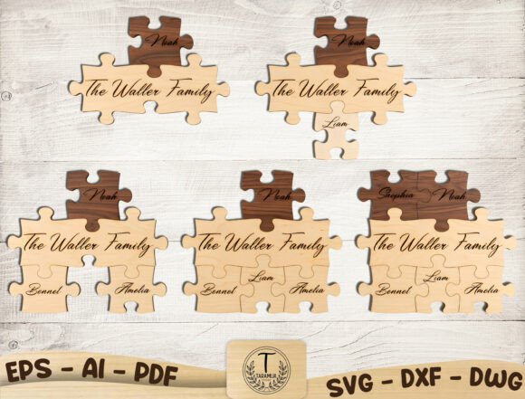 Family Puzzle Sign Laser Cut SVG Bundle for Home Decor
