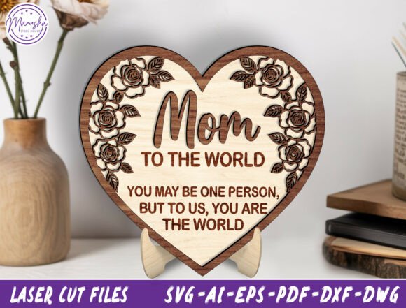 Floral Heart Sign Laser Cut File SVG for Mother S Day