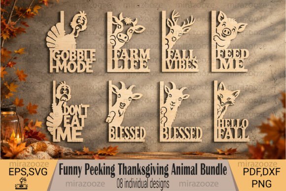 Funny Peeking Thanksgiving Animal Bundle: Laser Cutting & Autumn Amp