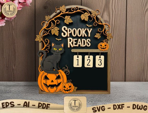 Halloween Reading Tracker Lasercut SVG for Home Decor