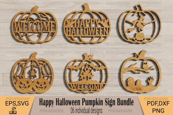 Happy Halloween Pumpkin Sign Bundle: Laser Cutting for Autumn Amp