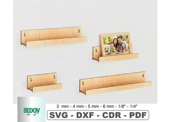 Laser Cut Floating Picture Ledge Shelves for Wall Decor