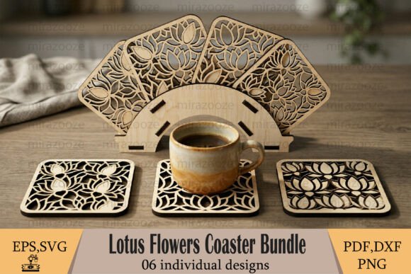 Lotus Flowers Coaster Bundle: Laser Cutting for Other Home Decor
