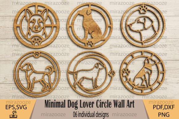 Minimal Dog Lover Circle Wall Art for Laser Cutting and Wall Decor