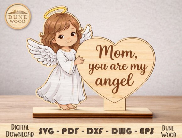 Mom Angel Heart Laser Cut File for Mother S Day