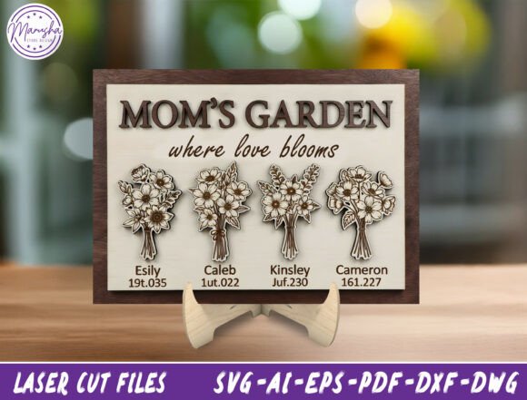 Mom s Garden Cut File SVG for Laser Cutting and Mother S Day