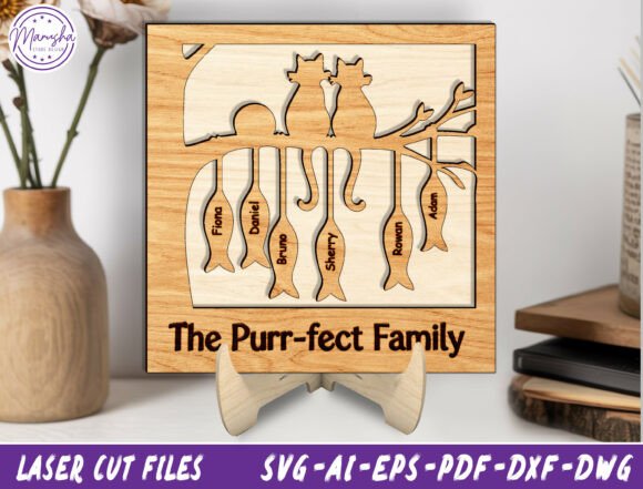 Personalized Cat Family Sign Cut File for Laser Cutting & Mother S Day