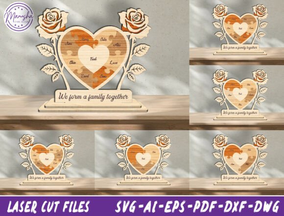 Personalized Family Puzzle Heart SVG: Laser Cutting & Mother S Day Branding