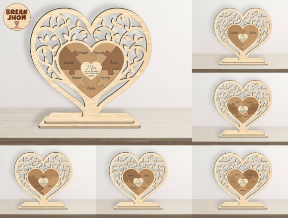 Personalized Heart Tree Puzzle Mom SVG for Laser Cutting and Mother S Day