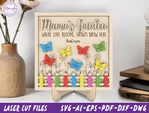 Personalized Mama s Garden Sign SVG for Laser Cutting and Mother S Day