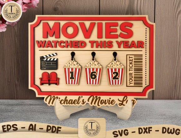 Personalized Movie Tracker Sign SVG for Laser Cutting Home Decor