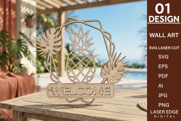 Pineapple Welcome Sign Laser Cut SVG for Summer Content