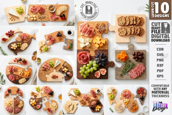 Puzzle Charcuterie Boards Laser Bundle for Laser Cutting and Home Decor