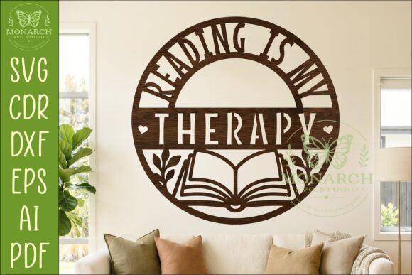 Reading is My Therapy SVG Sign, Book