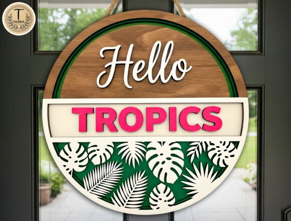 Tropical Door Sign Laser Cut File SVG for Summer