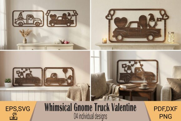 Whimsical Gnome Truck Valentine for Laser Cutting & Branding